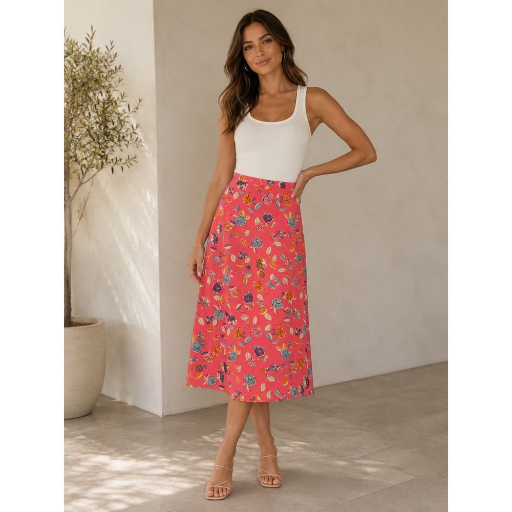 Pendleton Pink Floral Midi A-Line Skirt Womens 12 Cottagecore Resortwear Garden